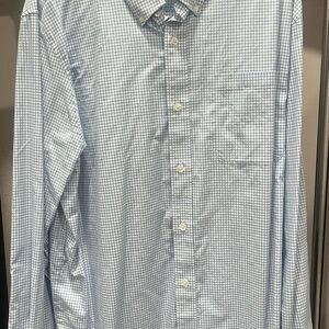 Duluth Trading Co Light Blue Checkered Button Down Shirt Size 2XL, Like New